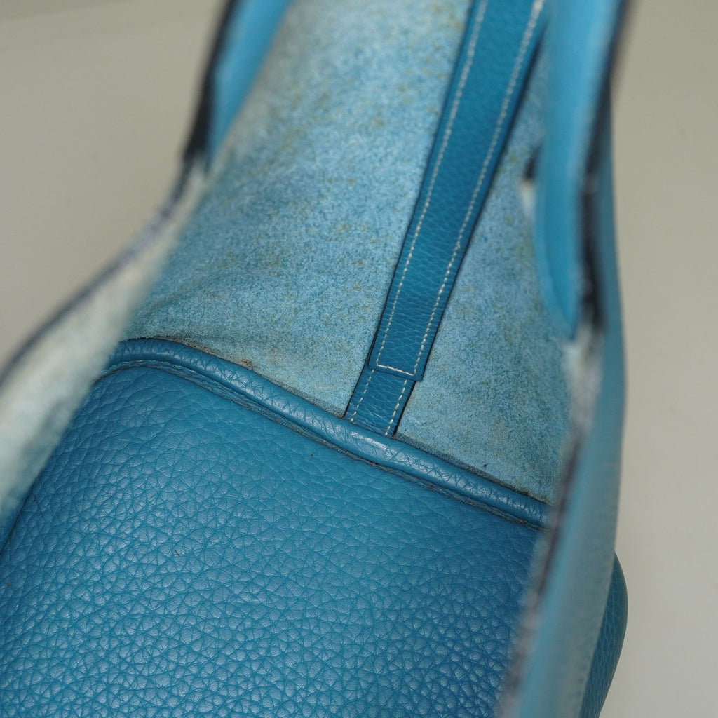 HERMES Picotin PM Blue Jean Clemence Leather Hand Tote Bag Used 07A1520592031