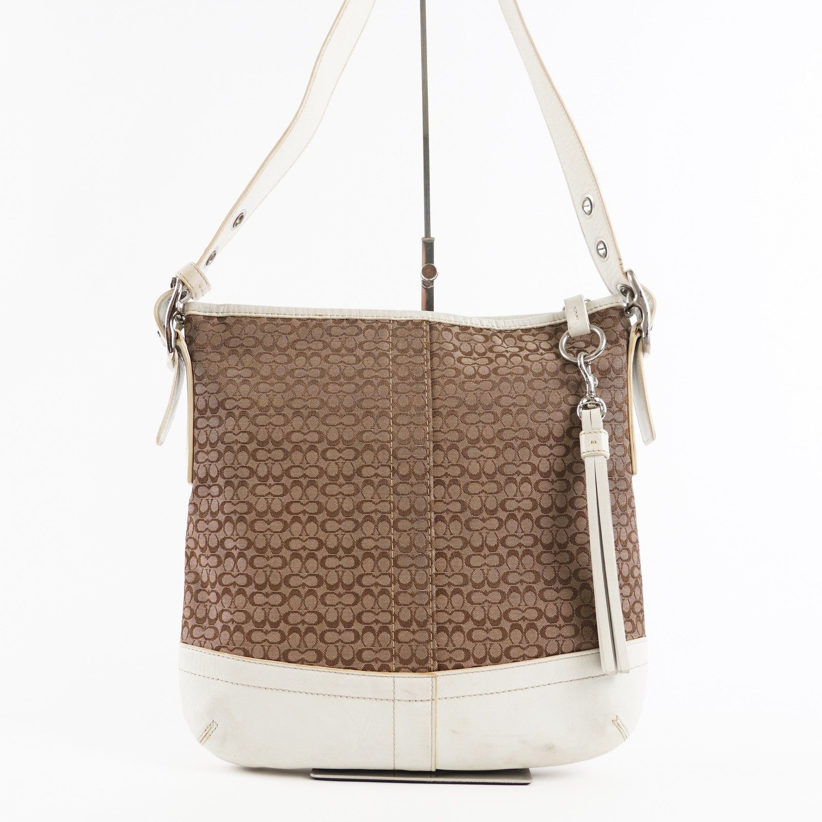 Coach Purse Logo Signature Handbags WhiteLEATHER DUFFLE HOBO  XY172