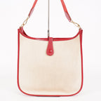 Hermes Rouge Red Taurillon Clemence Leather and Canvas Evelyne 06E0113310019