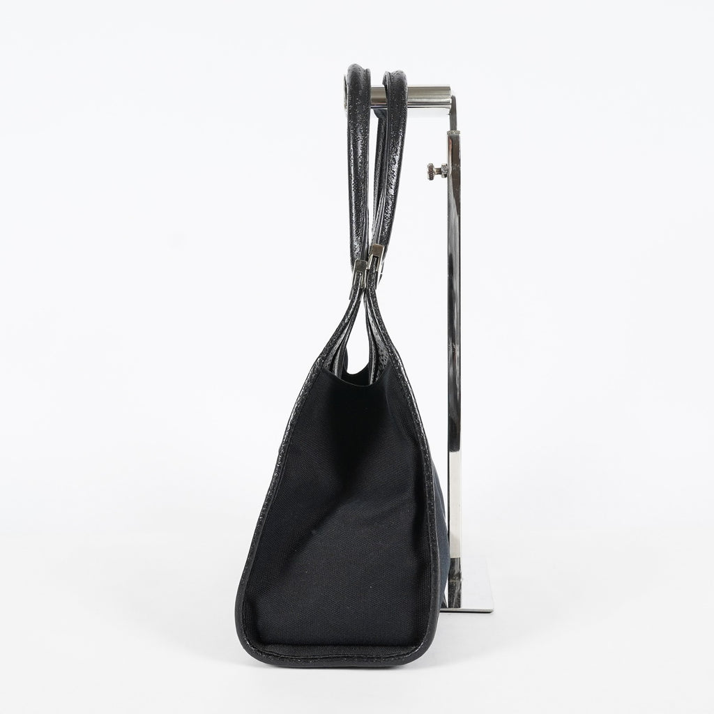 Gucci Jackie Vintage Handbag Shoulder Bag 30cm Black Canvas Leather 07E153190009