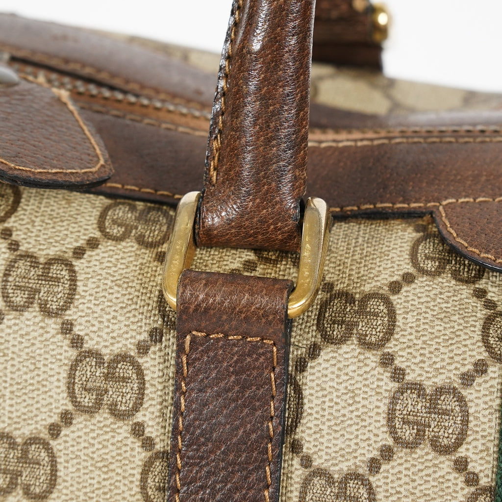 Gucci Vintage GG Supreme Sherry Line Mini Boston Bag Beige Leather 07E052640017