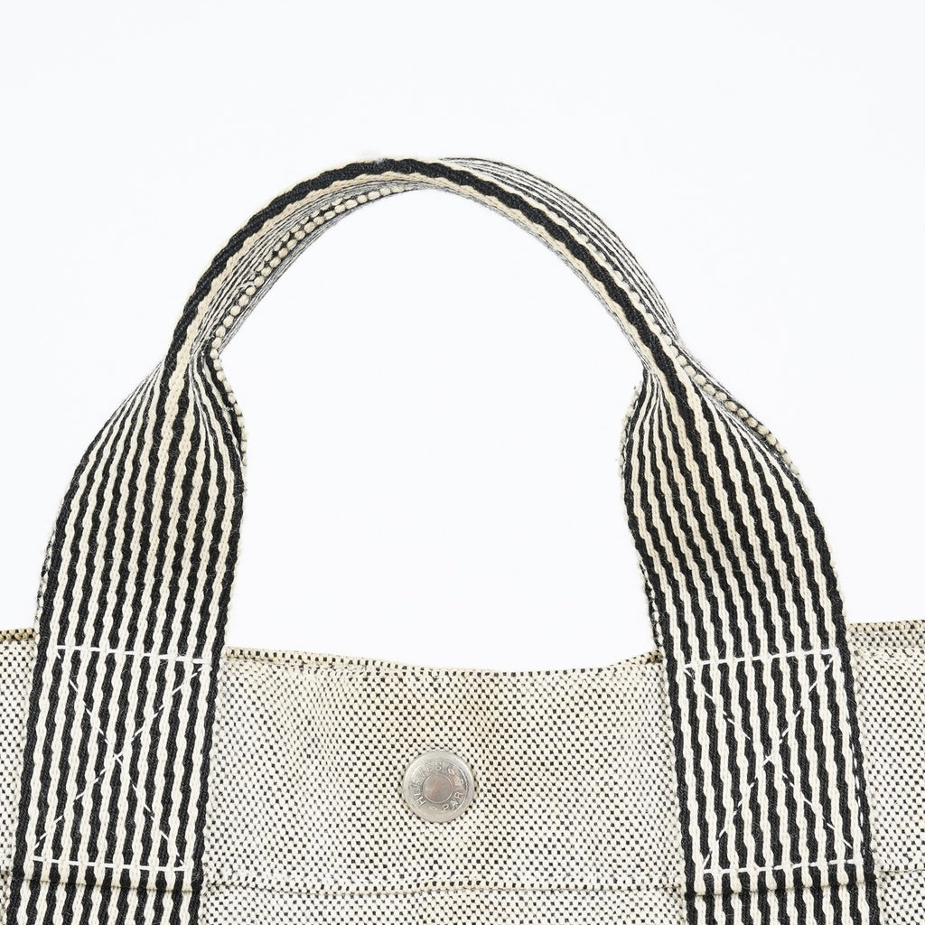 Auth Hermes Fourre-Tout MM Gray Canvas Tote Hand Bag Vintage Used 07E27825005
