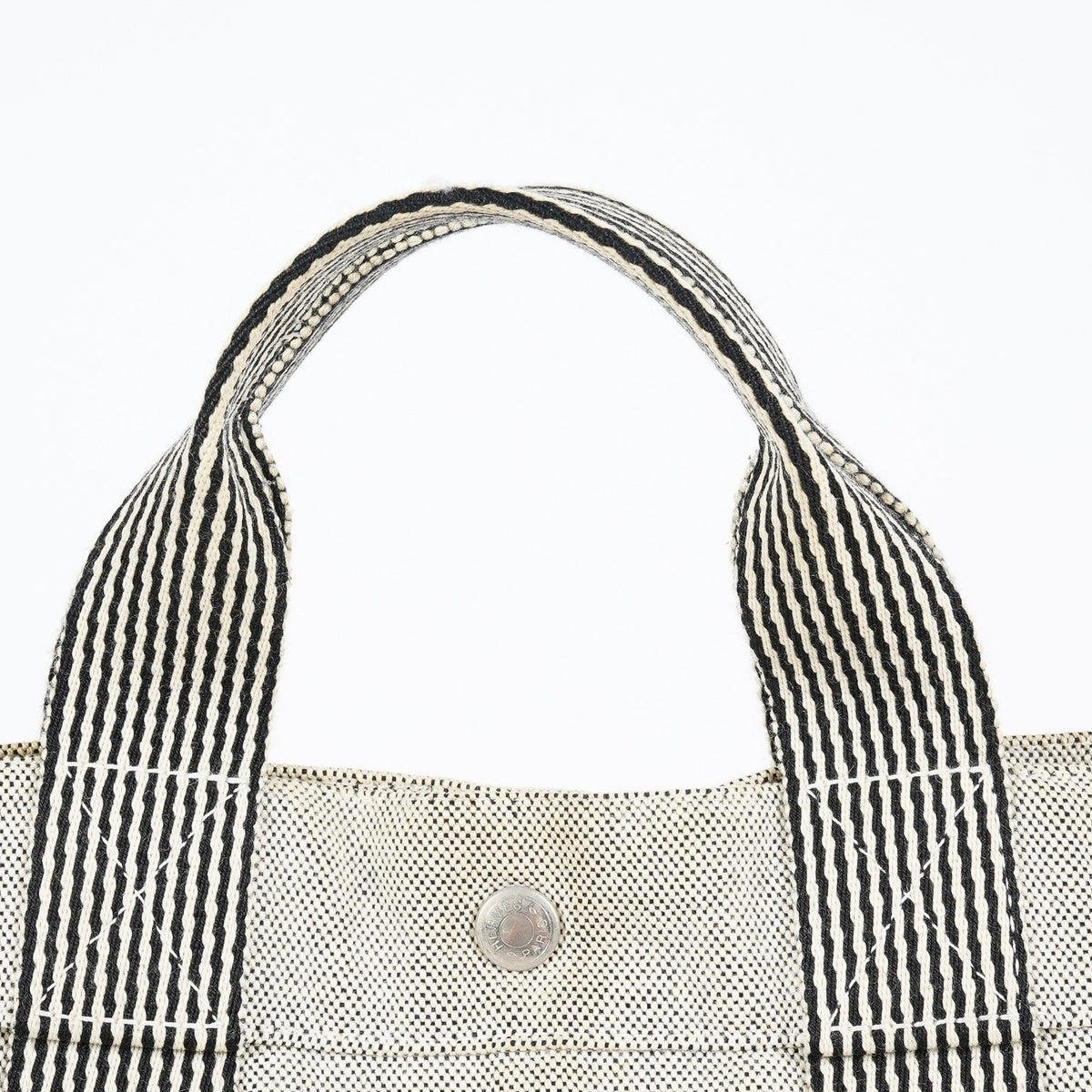 Auth Hermes Fourre-Tout MM Gray Canvas Tote Hand Bag Vintage Used 07E27825005
