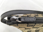GUCCI GG Canvas Accessory Pouch Beige Black Leather Vintage Handbag 08O102330024