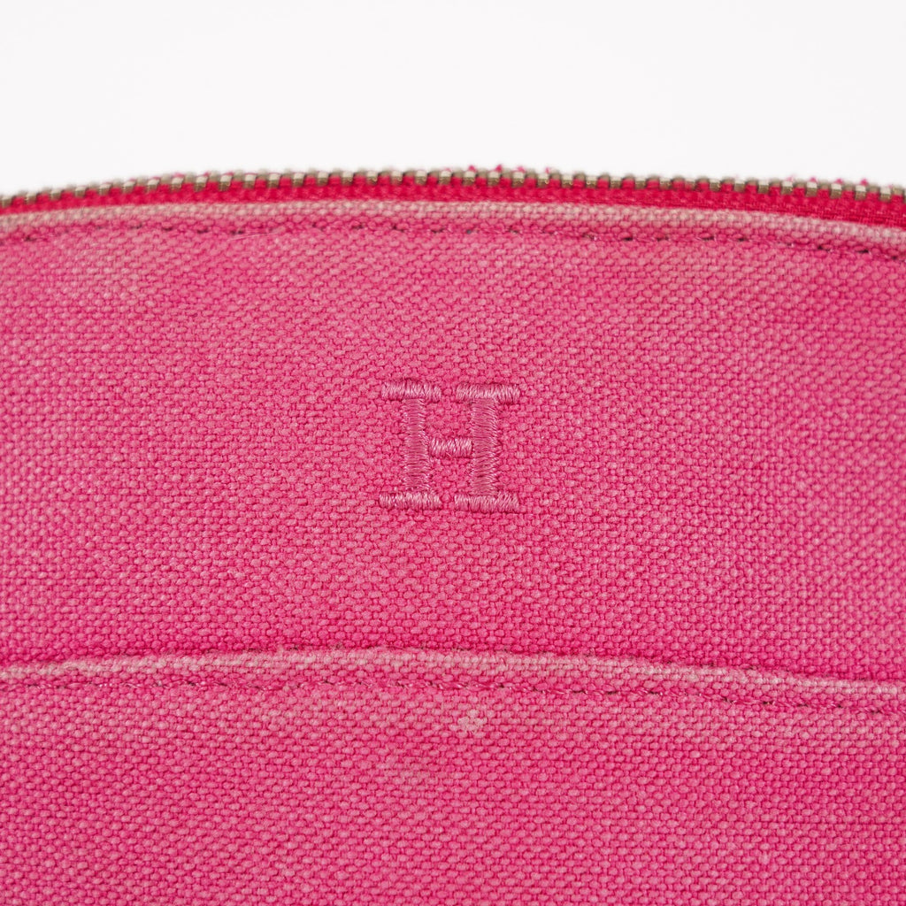 Hermes Bolide Pouch Mini Mini Pink Canvas Leather Used 07E27825001
