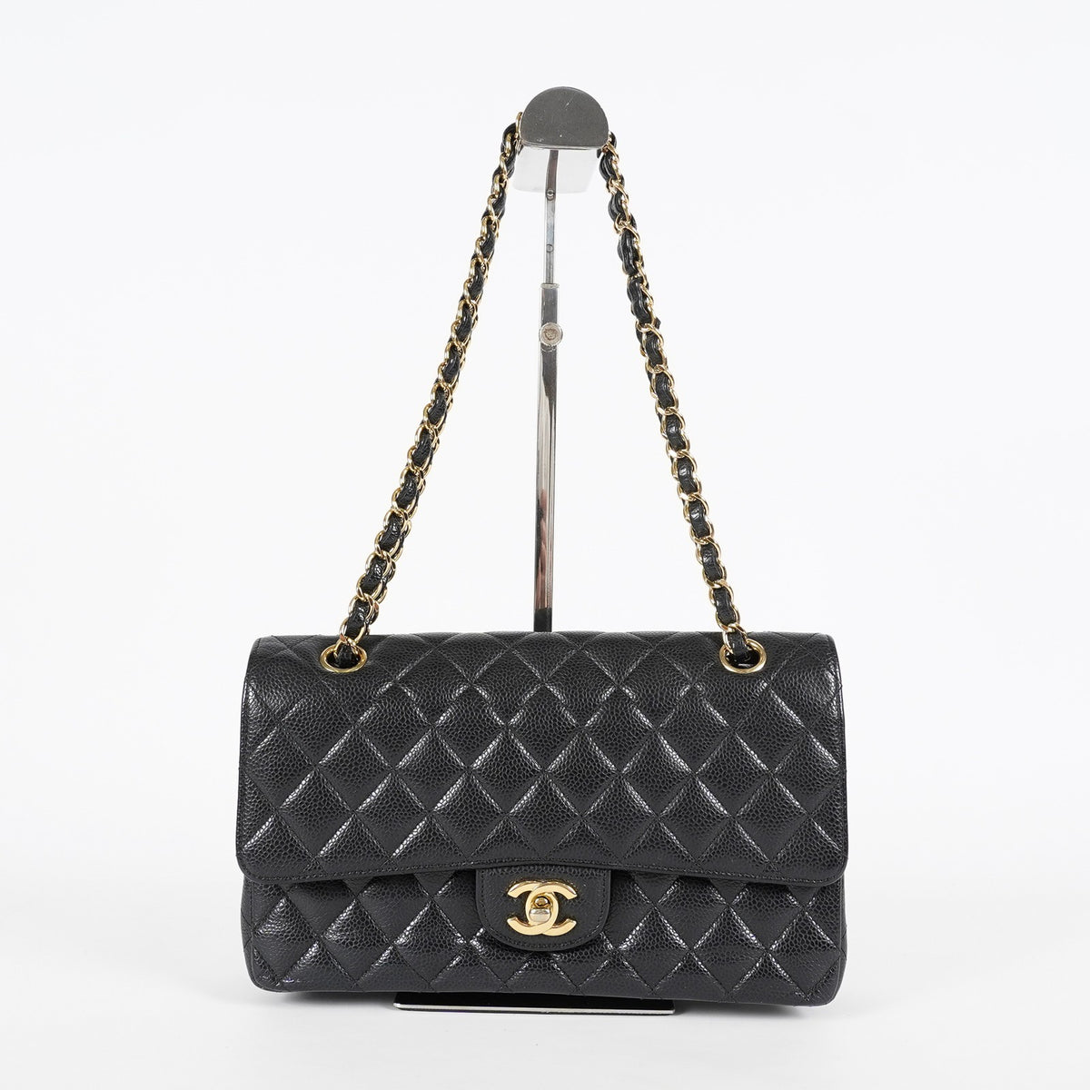 Chanel Matelasse Caviar Double Flap 25 Black Chain Shoulder Bag 08A2181567223