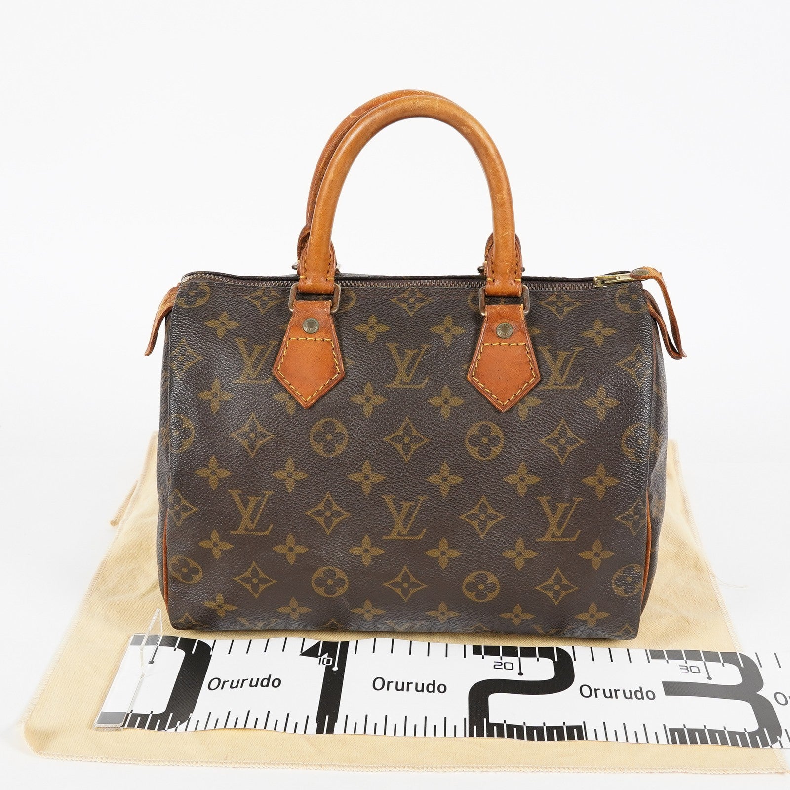 Louis Vuitton Monogram Speedy 25 Brown Coated Canvas M41528 Vintage 07E425830012