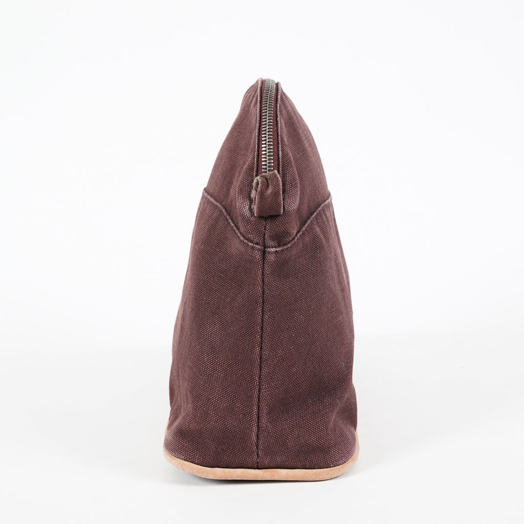 Hermes Bolide Pouch 25 MM Brown Cotton Canvas Cosmetic Pouch Used 07E25781009