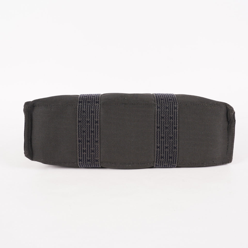 Hermes Herline MM Tote Bag Gray Canvas H Logo Used 07E20825001