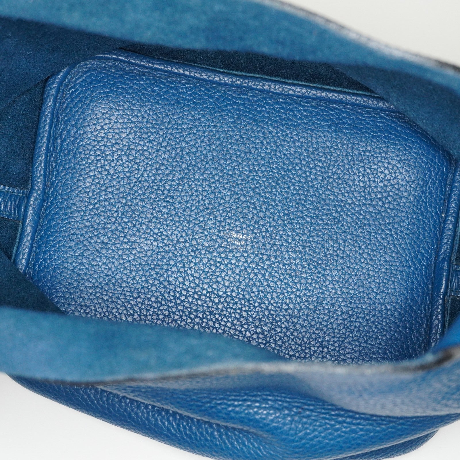 Hermes Picotin Lock MM Taurillon Clemence Leather Bag Blue Used 07E2822660025
