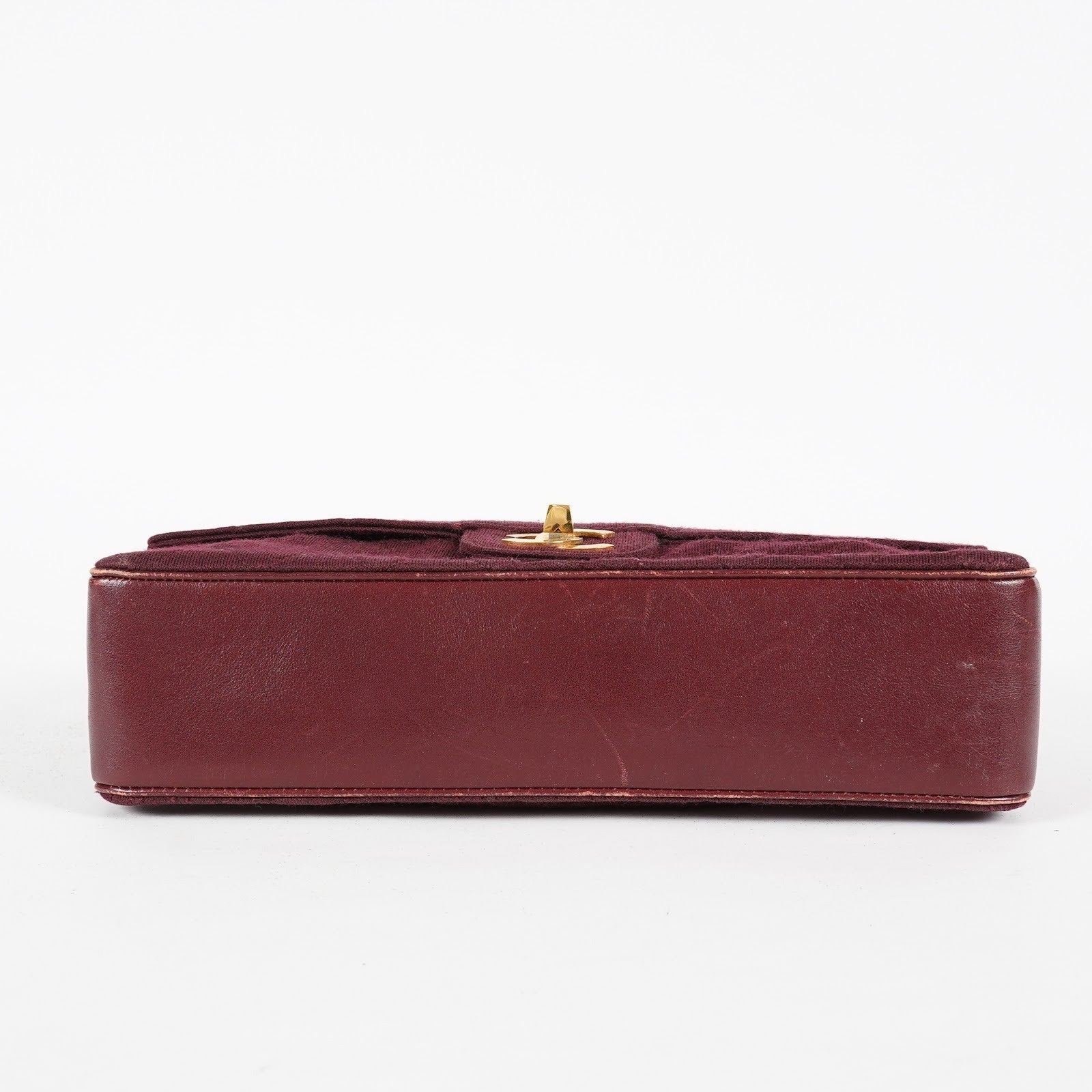 CHANEL Matelasse Double Flap 25 Shoulder Bag Suede Burgundy Used 07E1519360027