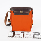 Hermes Herbag TPM Toile Canvas Leather Orange 2way Handbag Bag 07E275500012
