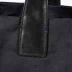 Chanel New Travel Line Tote Bag MM Black Nylon Leather Gold HW Used 08E191155007