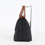 Longchamp Le Pliage Top Handle Tote Bag Black Nylon Leather M Used 08A261045003