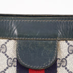 VINTAGE GUCCI Clutch Bag GG Sherry Line Navy 05M02846425
