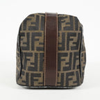 Fendi Zucca Mini Vanity Bag 24cm Brown Canvas Leather Used Auth 09E173410010