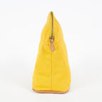 HERMES Bolide Pouch GM Yellow Canvas Leather Trim Zip Used Vintage 07A16495031