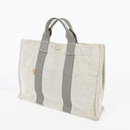 Auth Hermes Fourre-Tout MM Gray Canvas Tote Hand Bag Vintage Used 07E27825005
