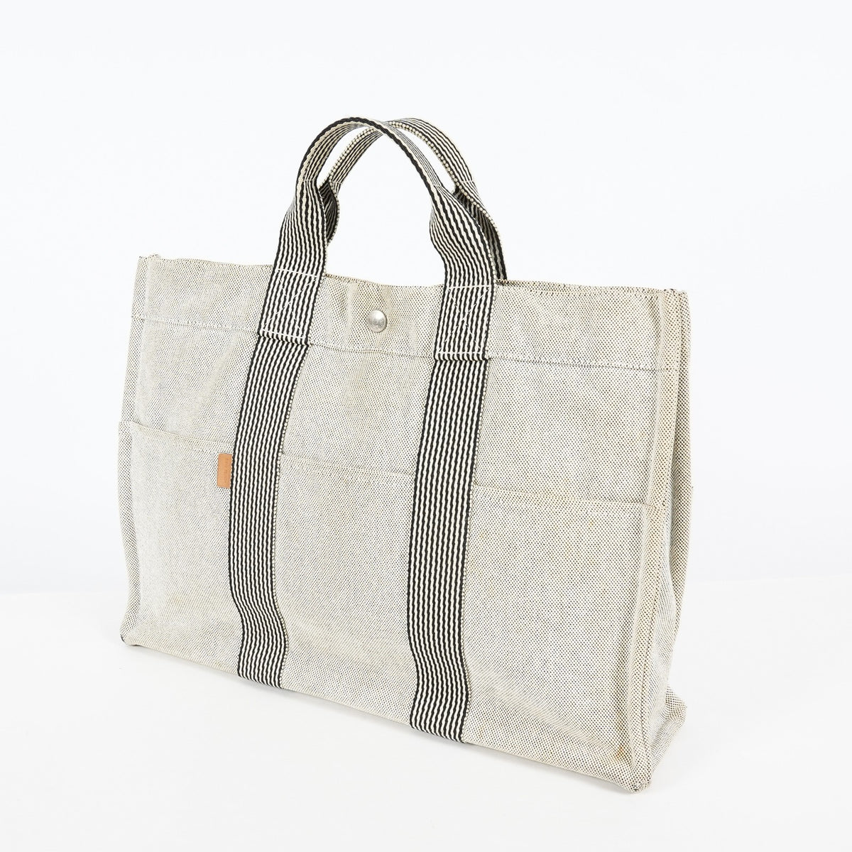 Auth Hermes Fourre-Tout MM Gray Canvas Tote Hand Bag Vintage Used 07E27825005