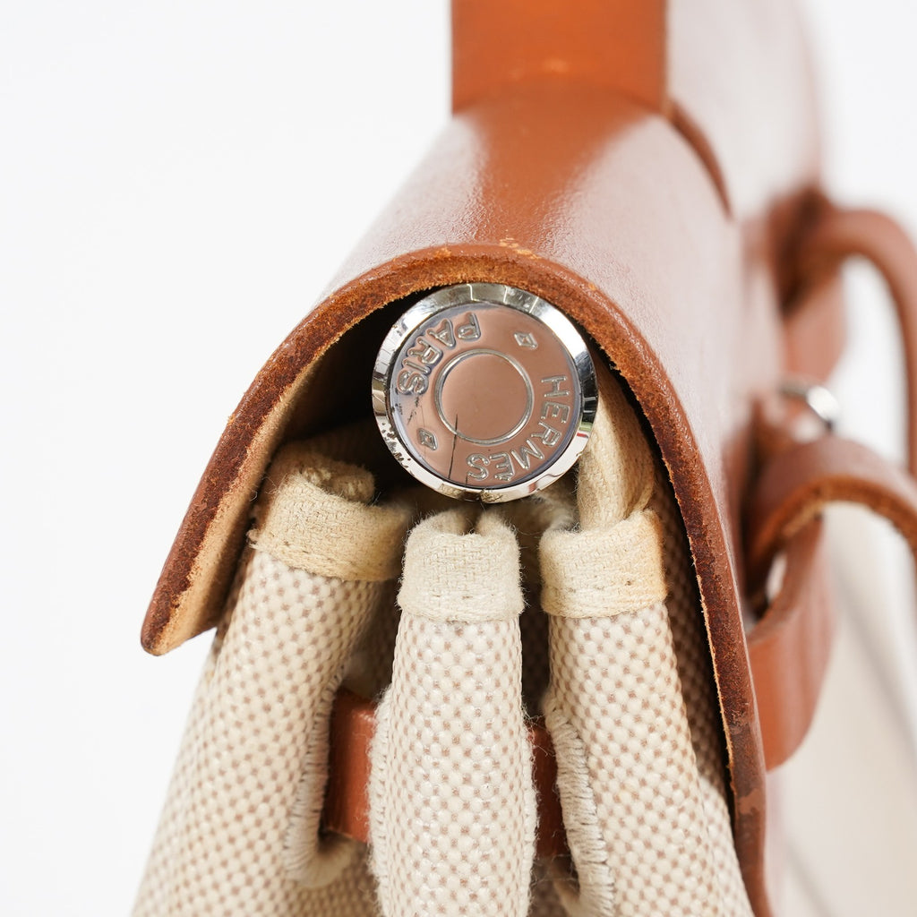 Hermes Herbag Ado PM Used Beige Canvas Brown Leather 2WAY Backpack 07A325834431