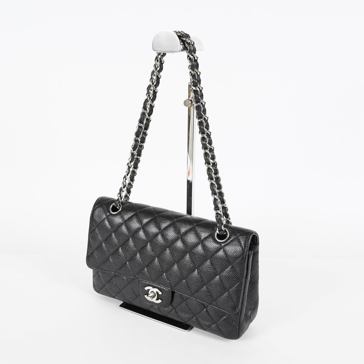 Chanel Matelasse Caviar Double Flap 25 Black Chain Shoulder Bag 08A2281796023