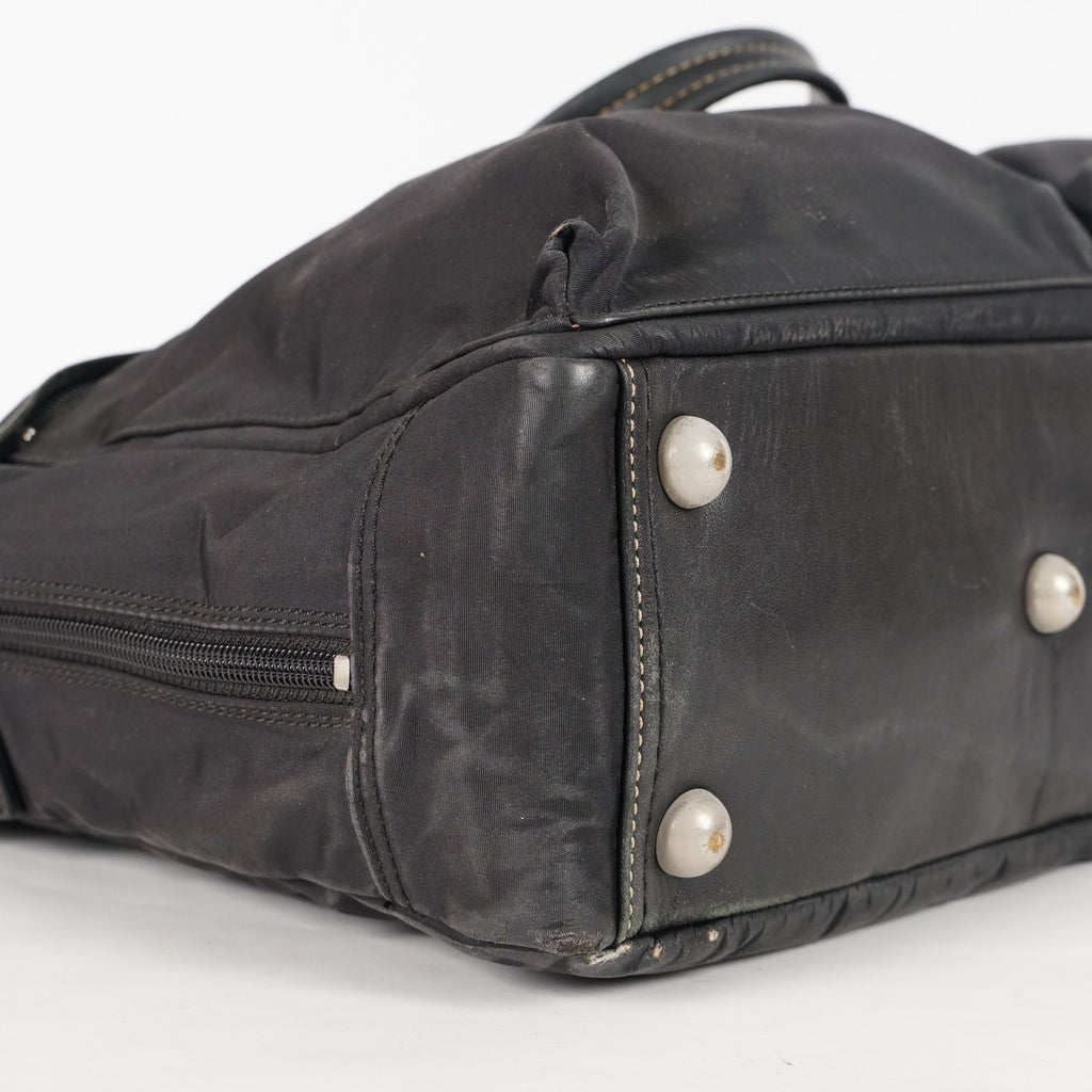 Coach Varick Briefcase Business Bag Brown Nylon Leather Tablet Laptop XY90