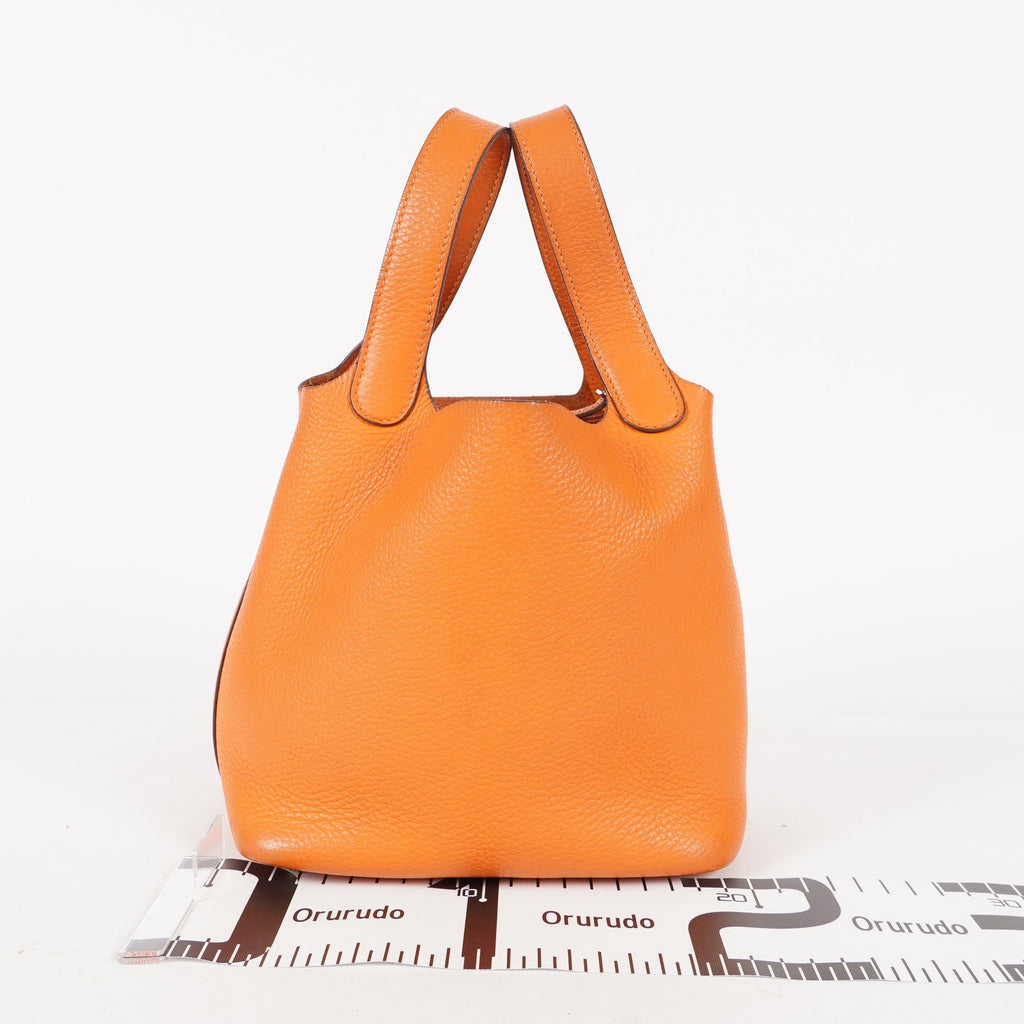 HERMES Picotin PM 18 Taurillon Clemence Orange Handbag Bag 05E0119250016