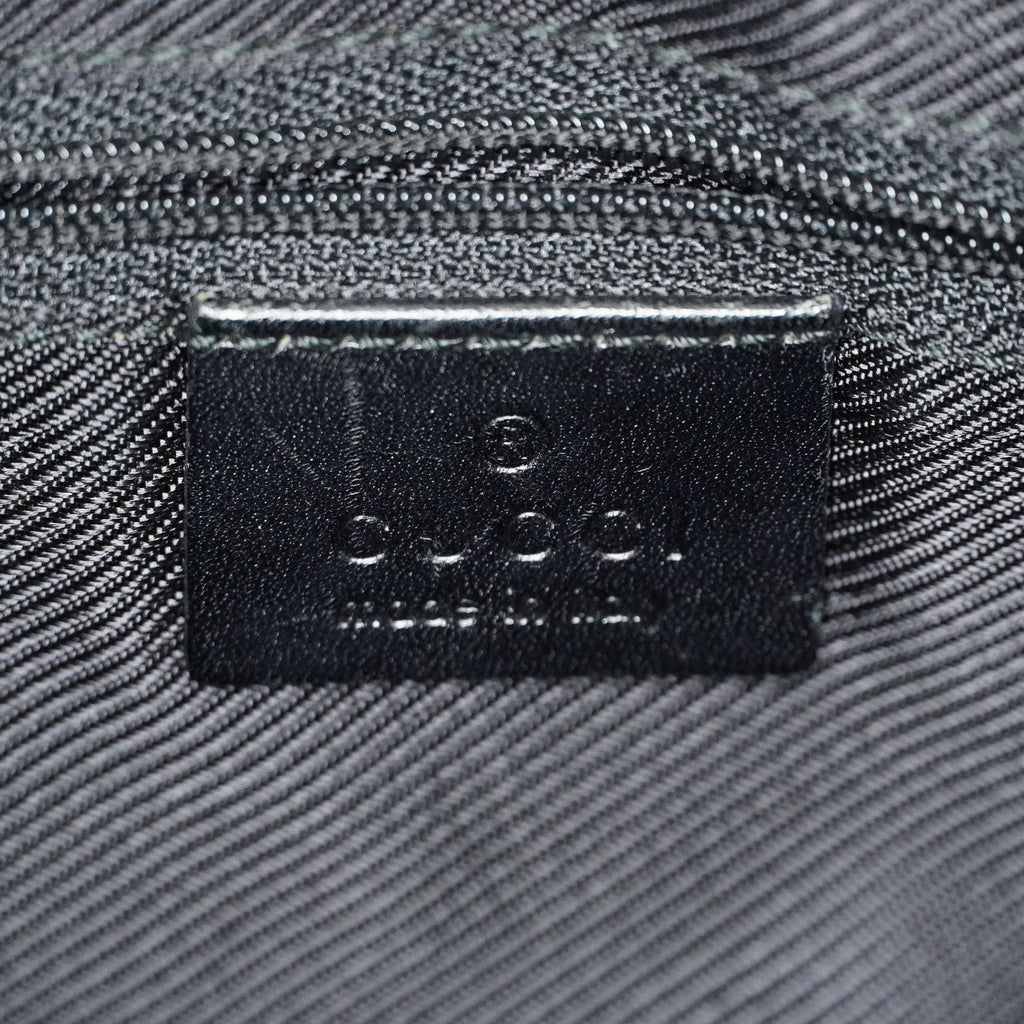 Gucci GG Canvas Shoulder Bag 30cm Black Leather Trim Vintage Used 07E263740009