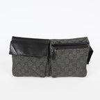 Gucci GG Denim Waist Belt Bag 30cm Black Leather Trim Used Vintage 08E022310002