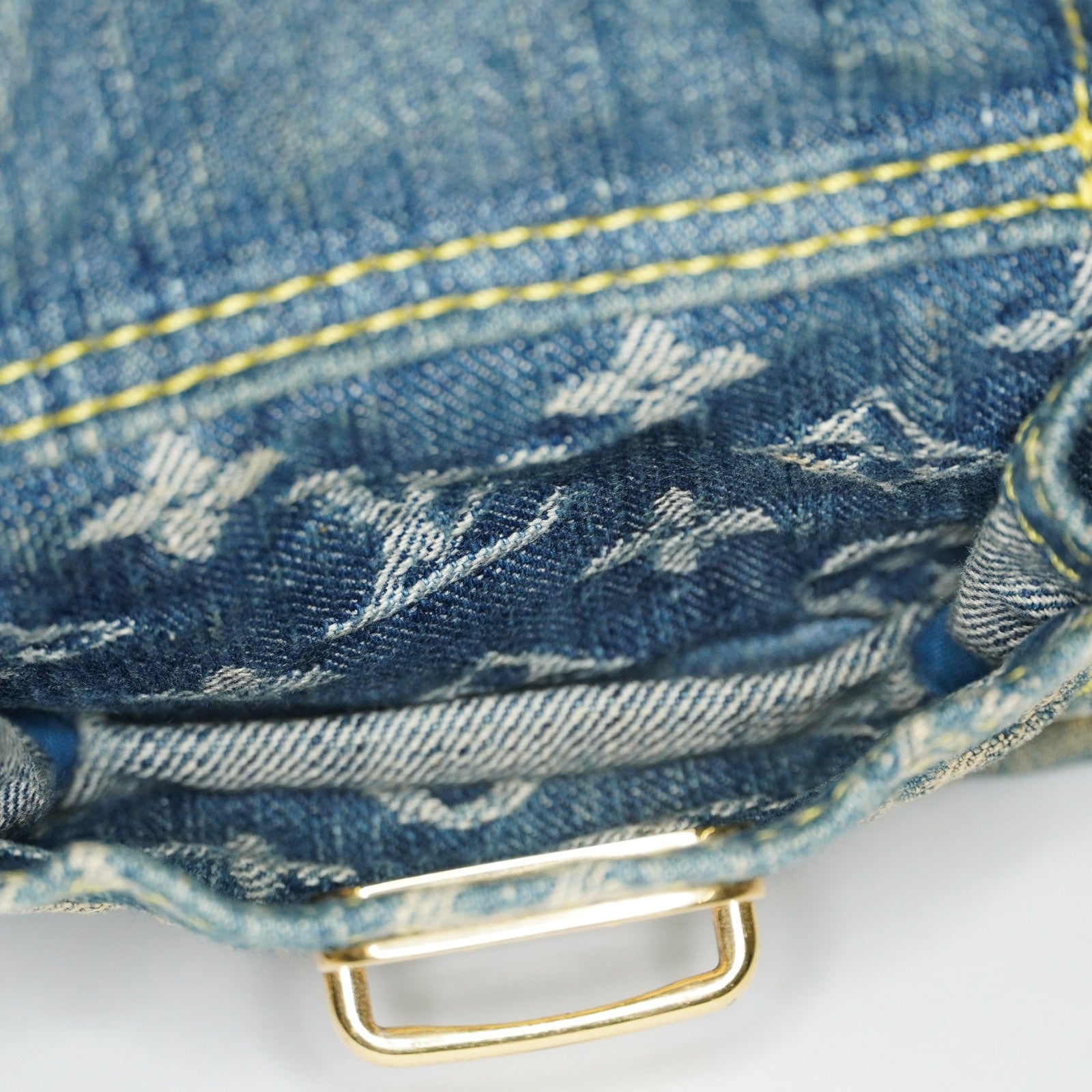 Louis Vuitton M95049 Monogram Denim Baggy Shoulder Bag Blue Used 07E019570019
