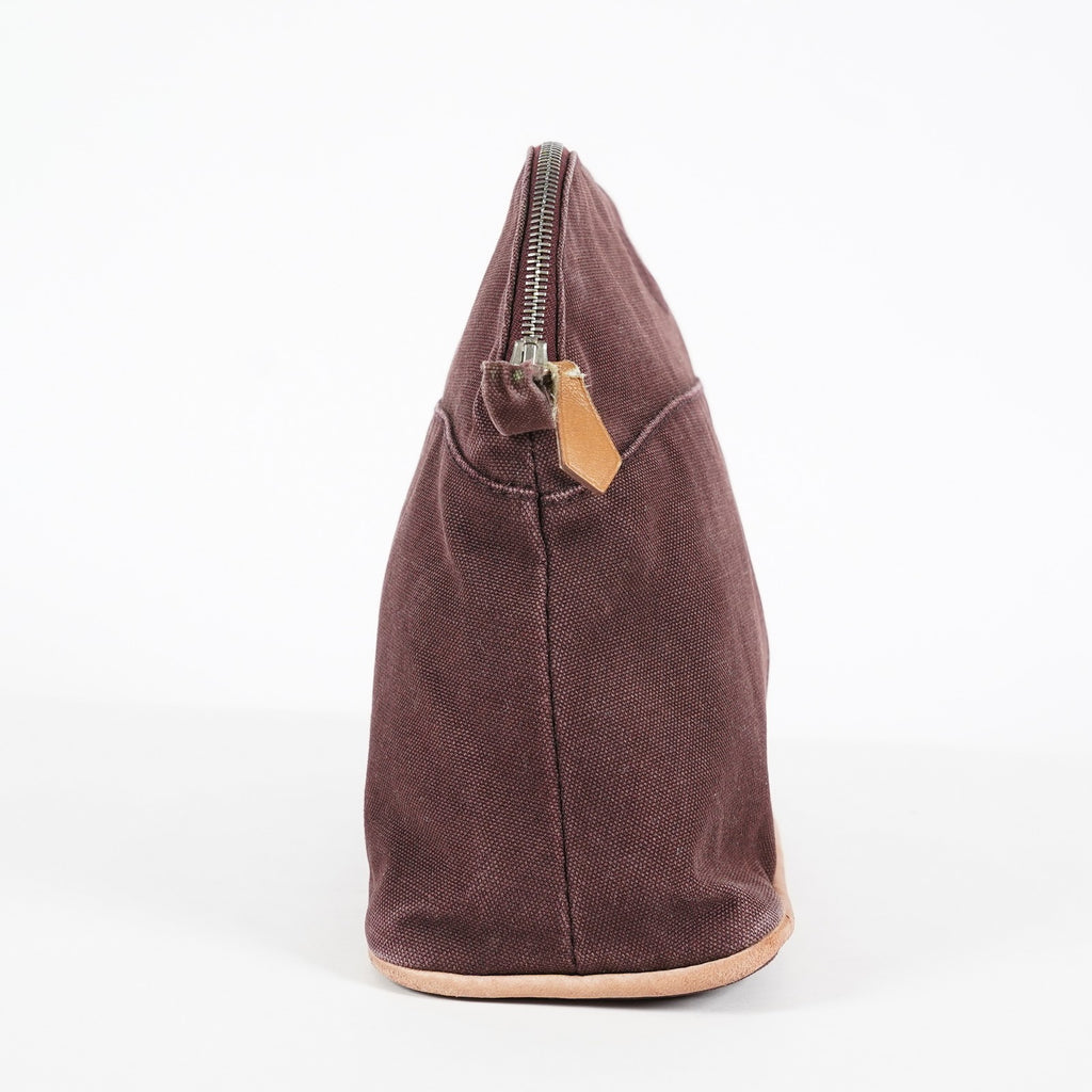 Hermes Bolide Pouch 25 MM Brown Cotton Canvas Cosmetic Pouch Used 07E25781009