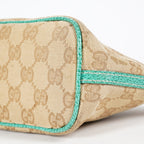 Gucci GG Canvas Boat Pochette Shoulder Bag Beige Green Used Vintage 08E012310002