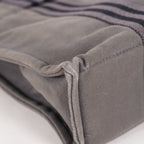 Hermes Fourre-Tout PM Tote Bag Gray Canvas Black Stripe Used Vintage 06E01825030