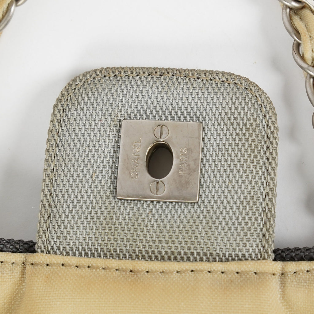 Chanel Chocolate Bar Quilted Turn Lock Shoulder Bag Beige Leather 07E317370012