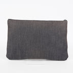 CHANEL Deauville Canvas Clutch Bag Pouch CC Logo Dark Brown Used 07A144118424