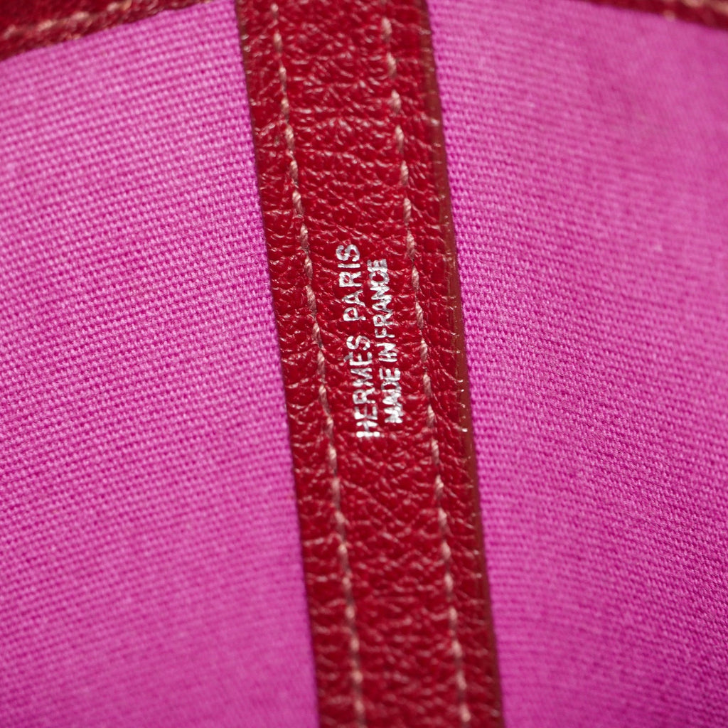 Hermes Garden File PM Red Leather Tote Shoulder Bag Used Auth 09E043410011