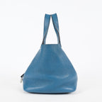 Hermes Picotin Lock MM Taurillon Clemence Leather Bag Blue Used 07E2822660025