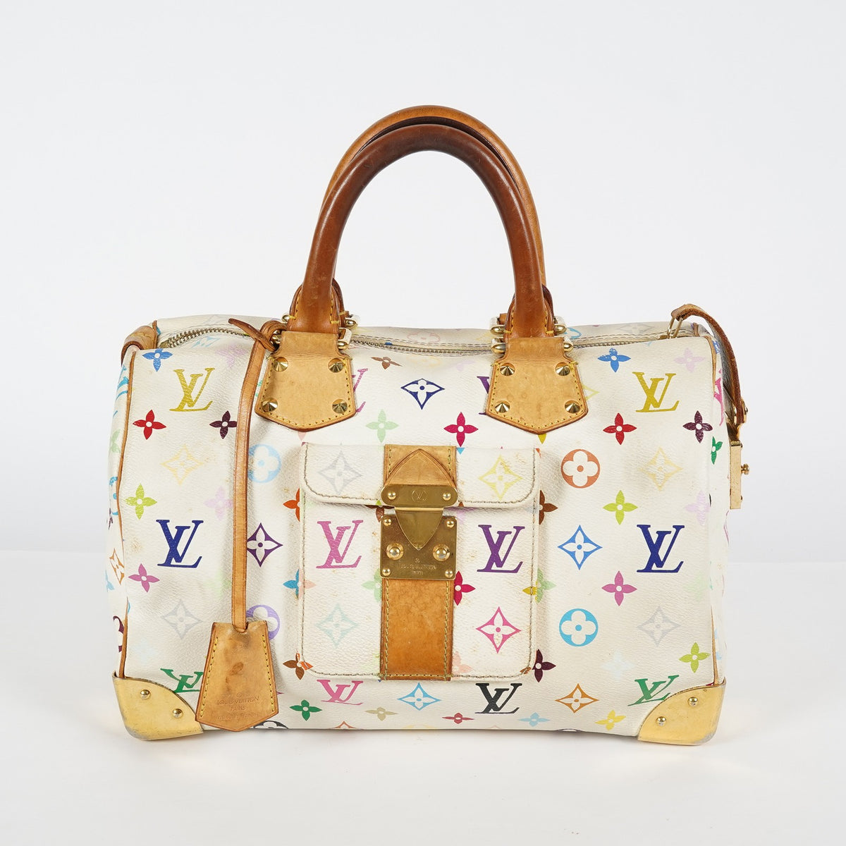 Louis Vuitton Speedy 30 M92642 Monogram Multicolore White Bag Used 08E107150008