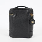 CHANEL Caviar Skin CC Vanity Bag Black Gold Hardware Vintage Case 08E047150002