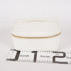 Chanel Caviar Skin White Vanity Case Cosmetic Pouch CC Logo Used 06E105830030