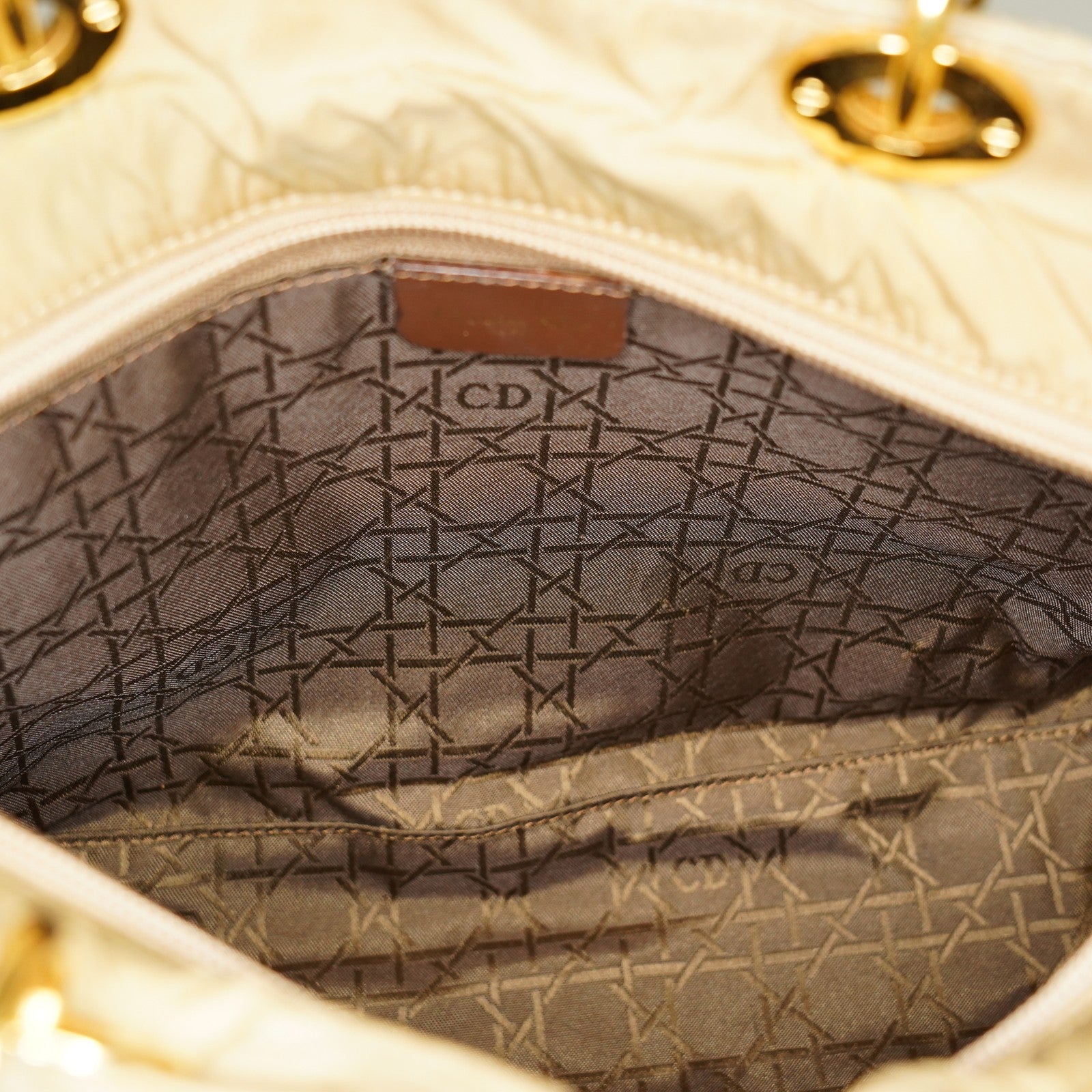 Christian Dior Vintage Lady Bag Cannage Quilt Nylon Medium beige 02A083946805