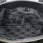 CHANEL CC Logo Tote Bag 40cm Black Leather Silver Hardware Used 07E1711440027