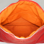Hermes Bolide Pouch 27 Red Canvas Leather Trim Zip Cosmetic Bag Used 08E26825007