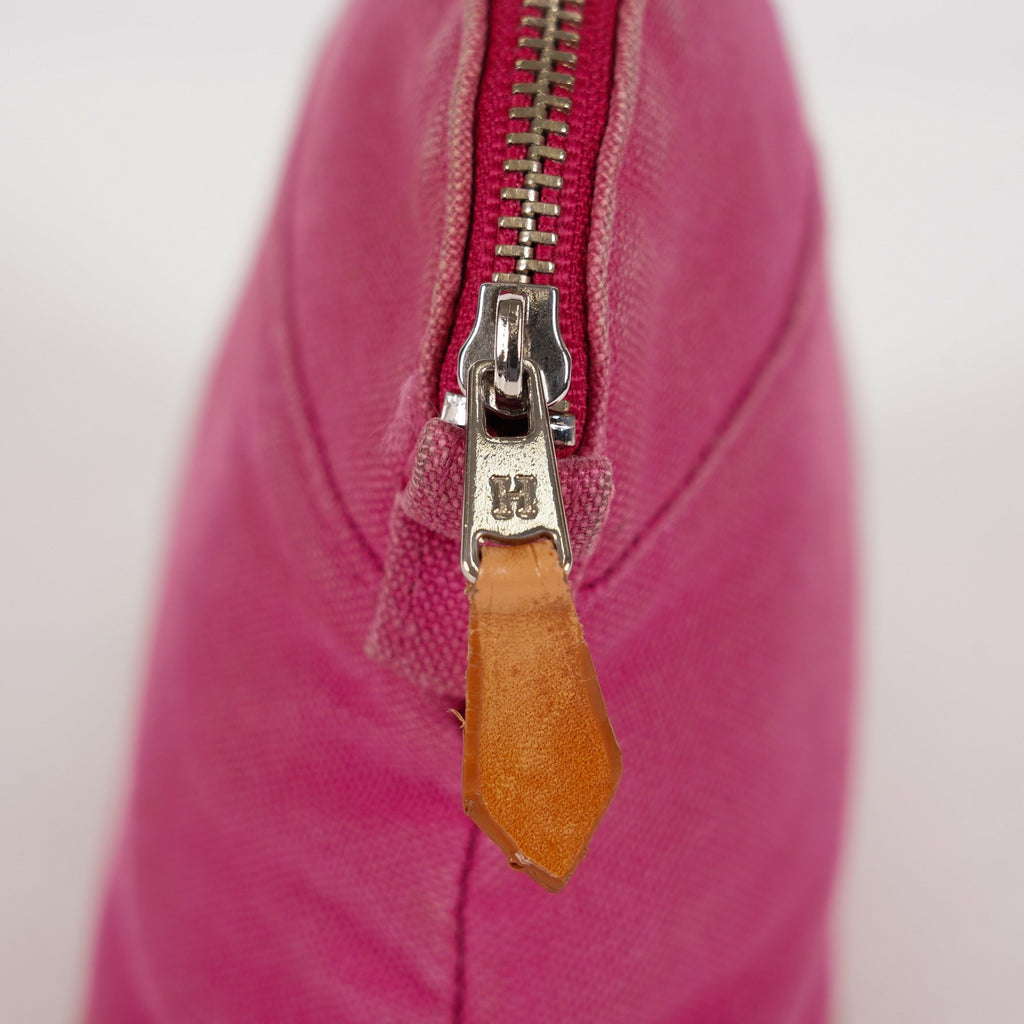 Hermes Bolide Pouch Mini Mini Pink Canvas Leather Used 07E27825001