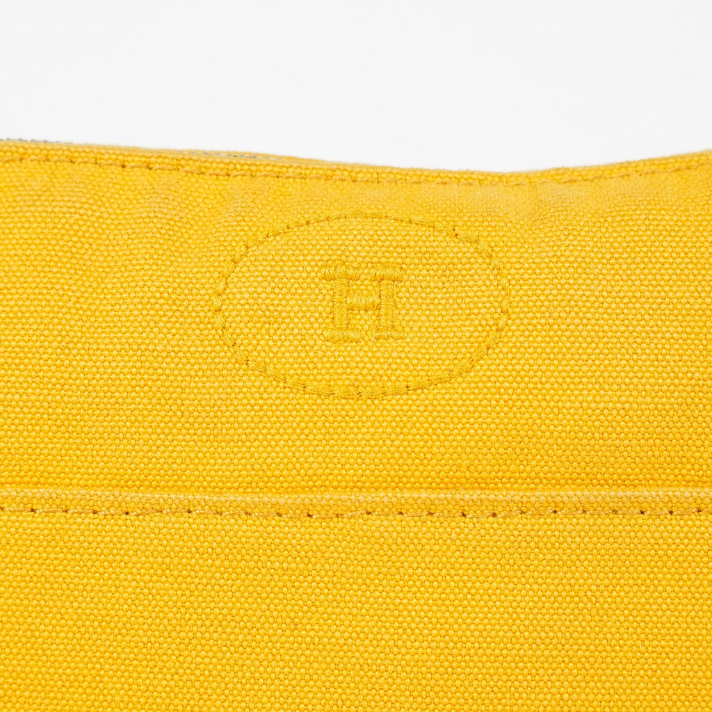 Hermes Bolide Pouch 23 Yellow Canvas Leather Trim Zip Pouch Bag Used 08E33825007