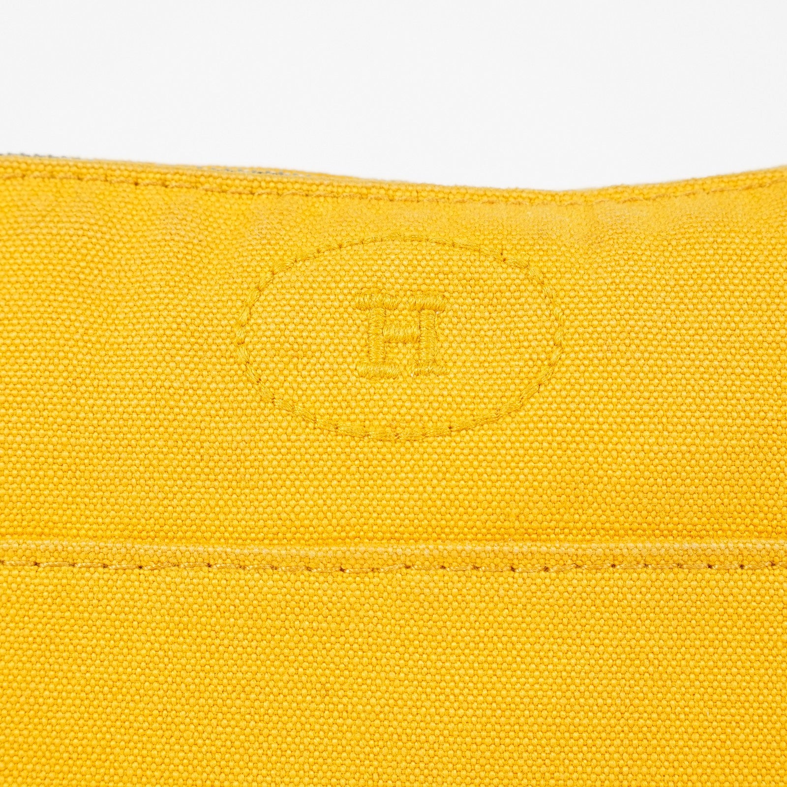 Hermes Bolide Pouch 23 Yellow Canvas Leather Trim Zip Pouch Bag Used 08E33825007