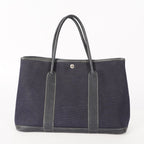 Authentic Hermes Garden Party MM Canvas Leather Tote Bag  02E056820003