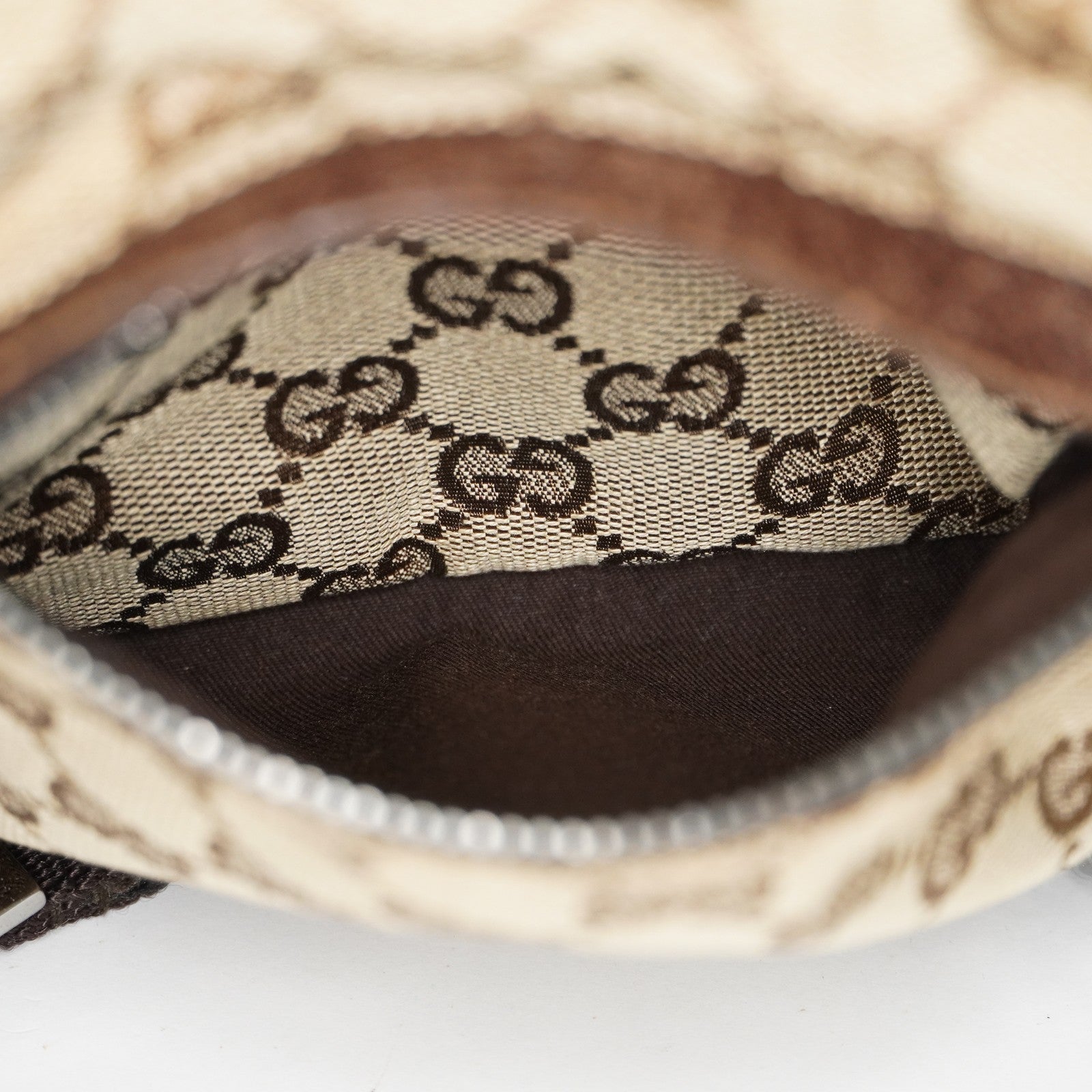 Gucci GG Canvas Waist Bag Belt Bag Beige Brown Leather Used Vintage 08A132516803