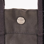 Hermes Fourre-Tout PM Tote Bag Gray Canvas Black Stripe Used Vintage 06E01825030