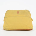 Hermes Bolide Pouch 20 Mini Yellow Cotton Canvas Cosmetic Pouch Used 07E24495009